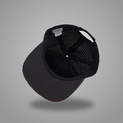 Inside of the OMIUS Off Duty Cap showing solid front panel and laser-perforated ventilation