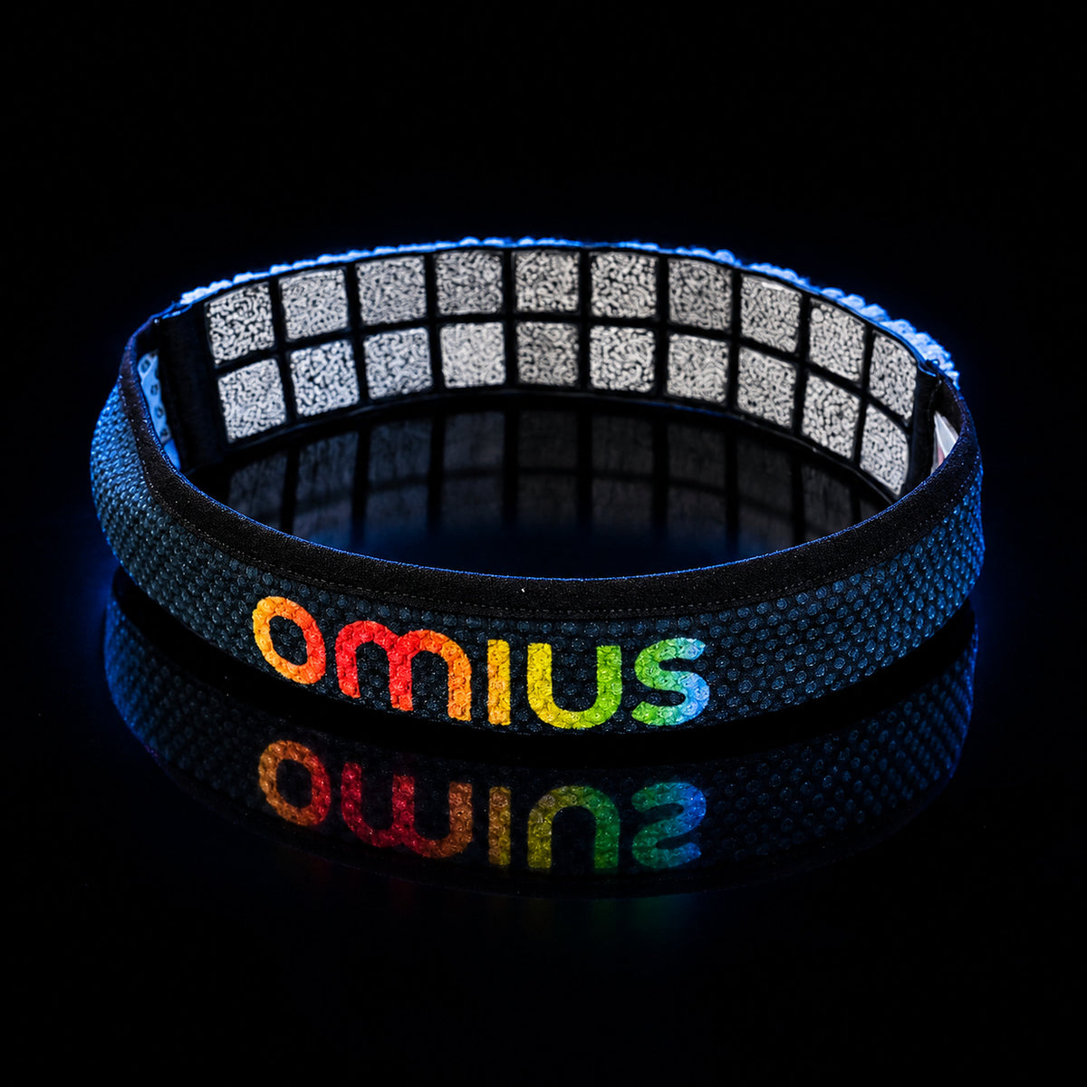 OMIUS cooling headband with SF5 cooling pieces and OMIUS logo